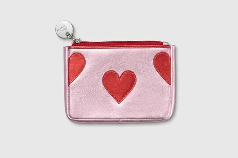 Mabel Sheppard - Metallic Leather Heart Coin Purse - Pink