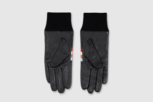 Mabel Sheppard - Retro Stripe Leather Gloves - Black