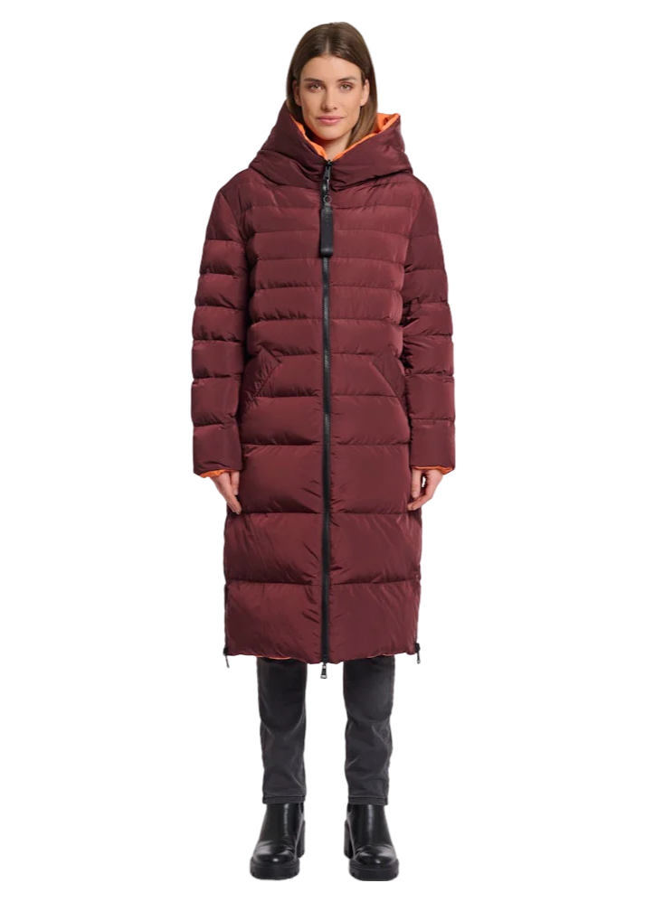 Rino & Pelle - Keila Reversible Long Coat - Chocolate Bean & Orange
