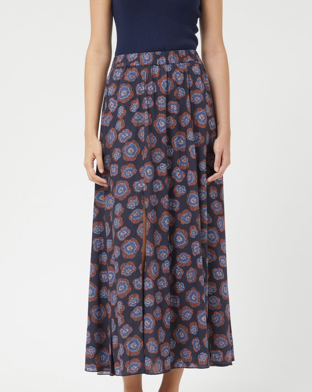 Compania - navy flower maxi skirt