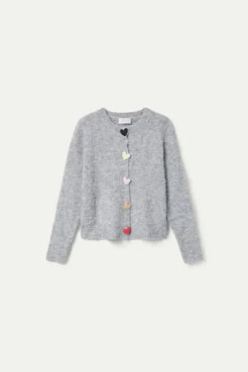 Compania Fantastica - Heart Button Cardigan - Grey