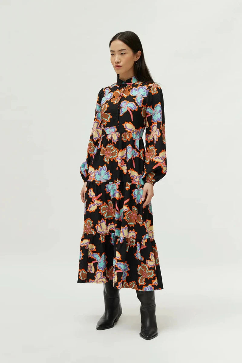 Compania - Flower Dress- Black & multi