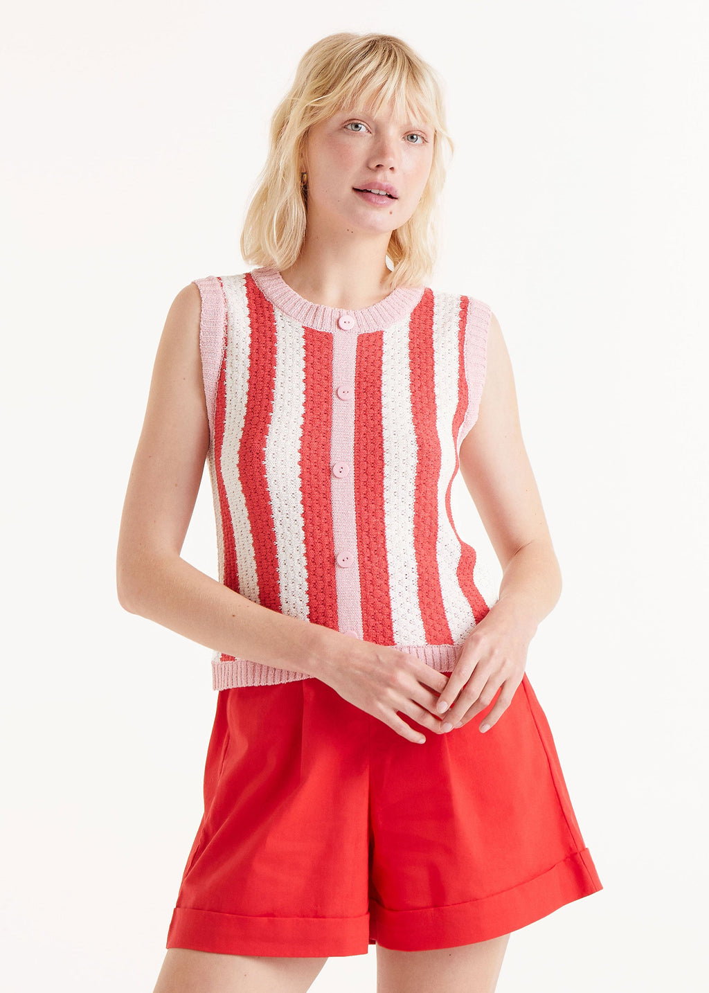 Compania - Red Striped sleeveless knit