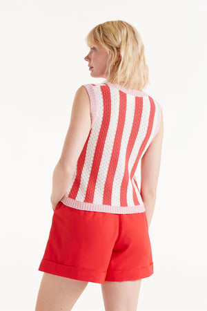 Compania - Red Striped sleeveless knit