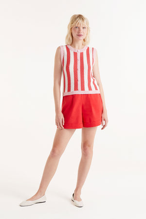 Compania - Red Striped sleeveless knit