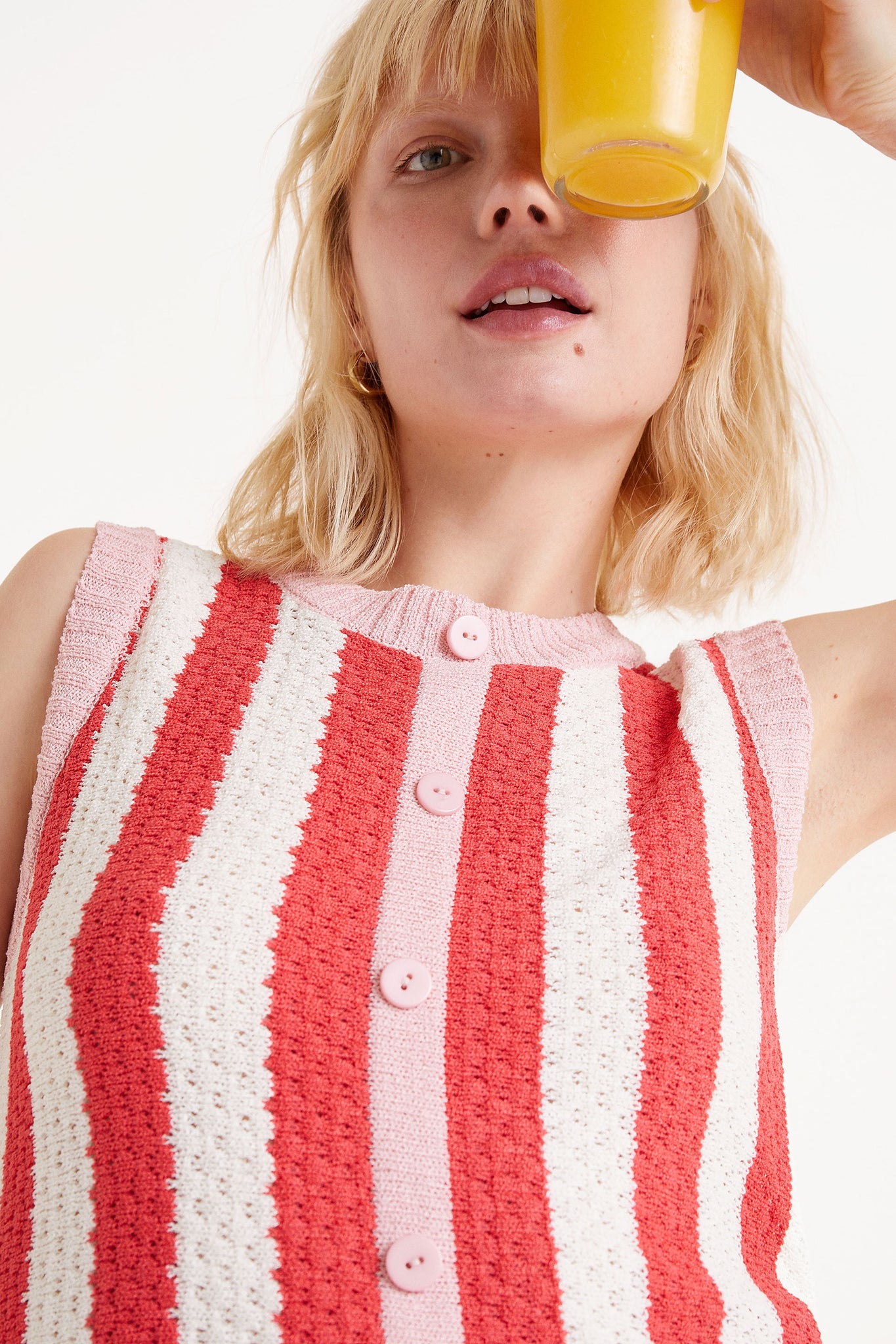 Compania - Red Striped sleeveless knit