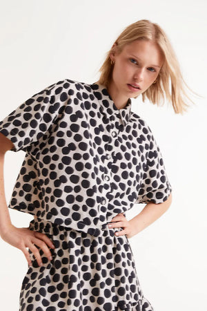 Compania - Polka Dots Top - Black & Ecru