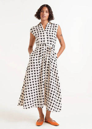 Compania - Hearts Shirt Dress - Black & Cream