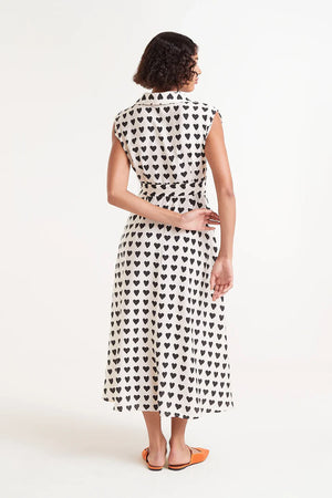 Compania - Hearts Shirt Dress - Black & Cream