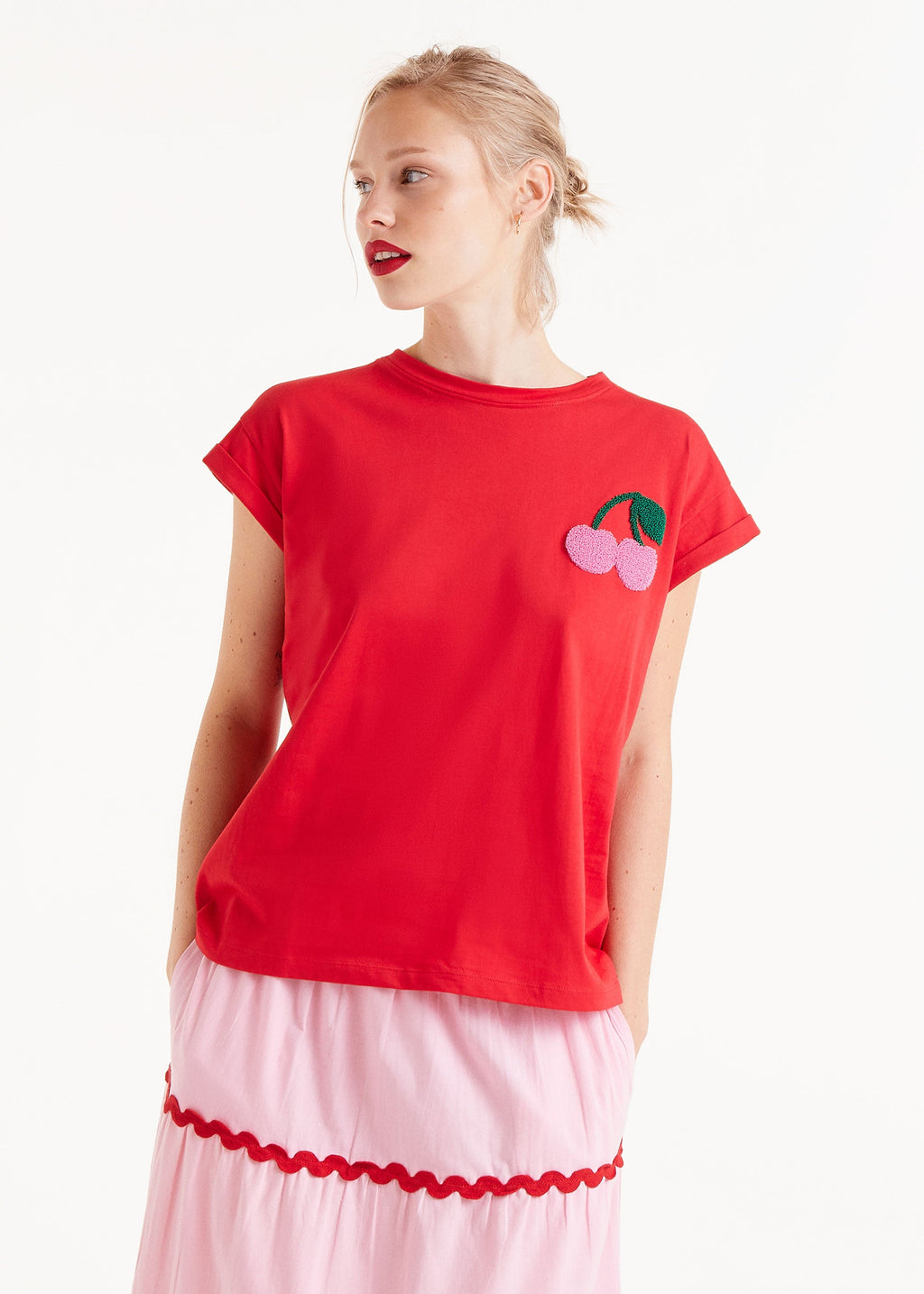 Compania - Red Cherry Emroidered Tshirt