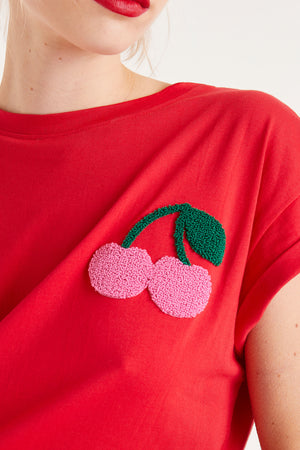 Compania - Red Cherry Emroidered Tshirt