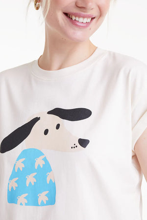 Compania - Dove Dog Print T-Shirt - Ecru