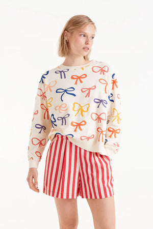 Compania - Bow Print Sweatshirt - Cream