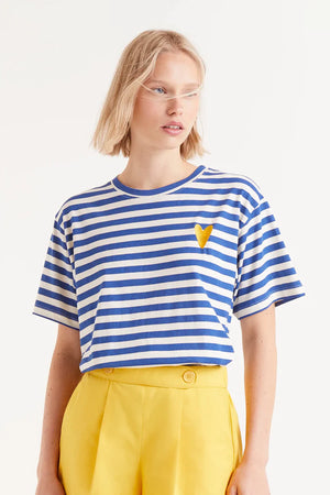 Compania - Striped T-Shirt - Blue & White