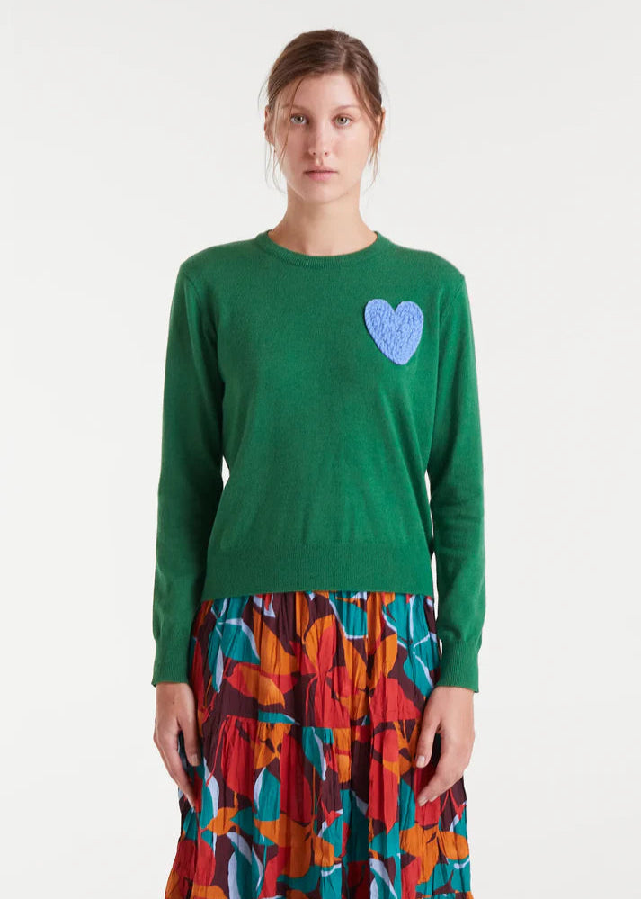 Compania - Blue Heart Jumper - Green Knit