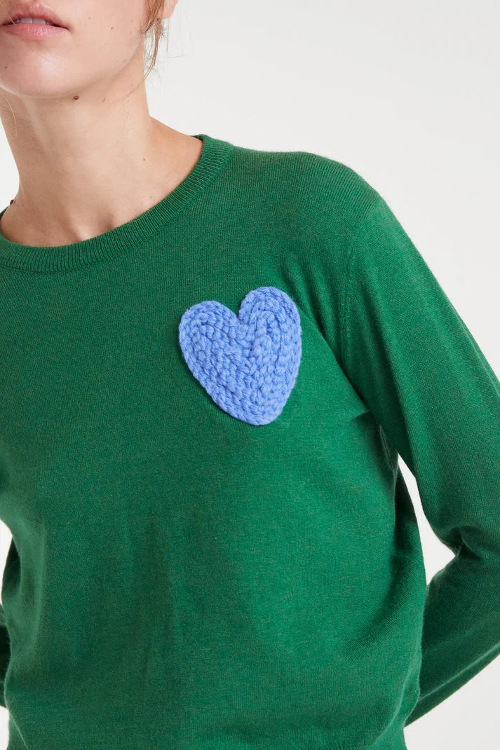 Compania - Blue Heart Jumper - Green Knit