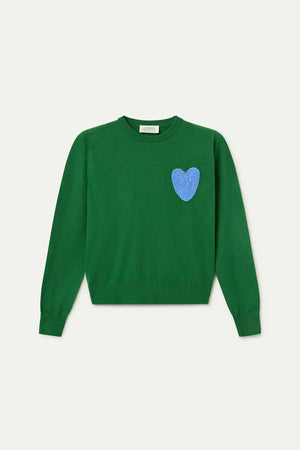 Compania - Blue Heart Jumper - Green Knit
