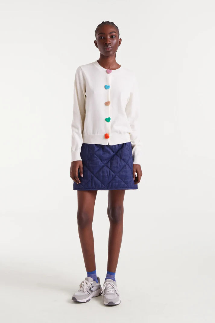 Compania - Heart Button Cardigan - Ecru