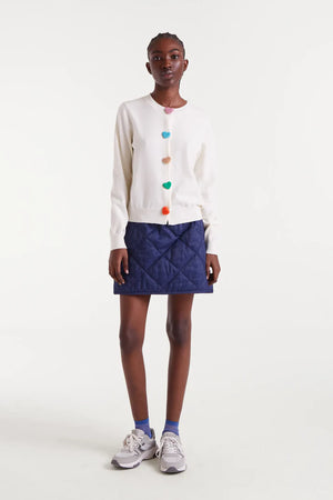 Compania - Heart Button Cardigan - Ecru