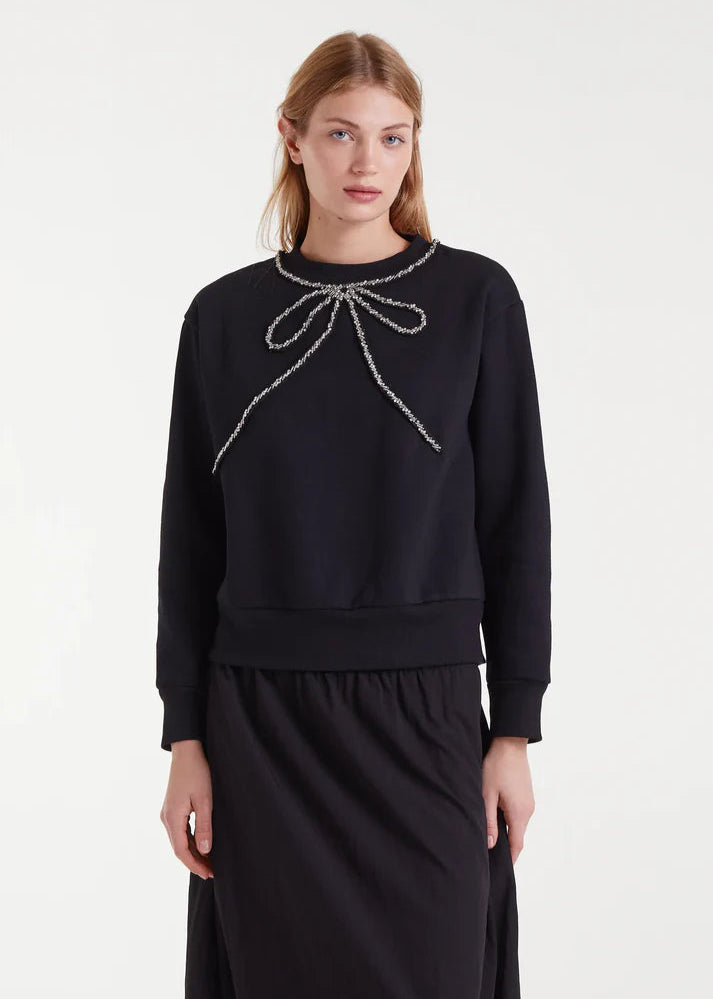 Compania - Jewel Neck Sweatshirt - Black