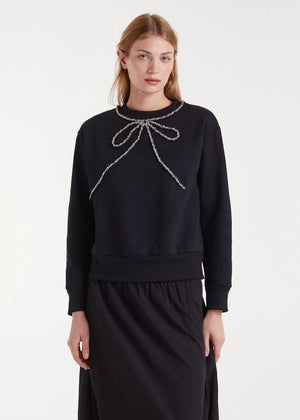 Compania - Jewel Neck Sweatshirt - Black