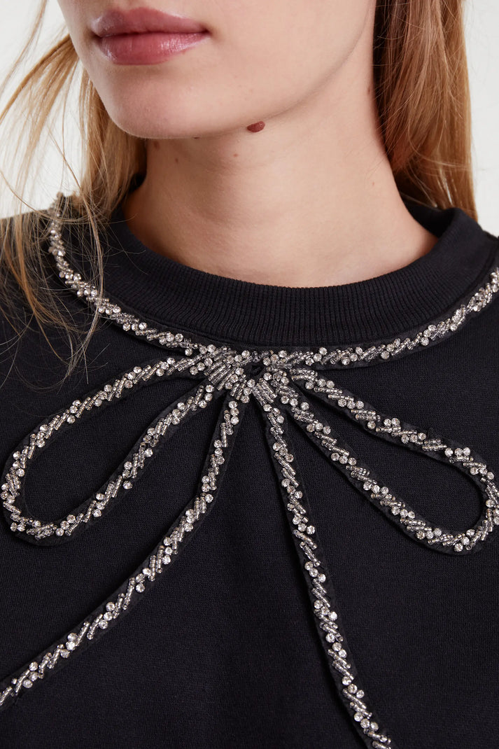 Compania - Jewel Neck Sweatshirt - Black