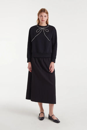 Compania - Jewel Neck Sweatshirt - Black