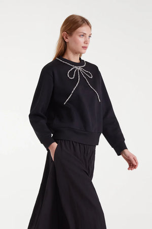 Compania - Jewel Neck Sweatshirt - Black