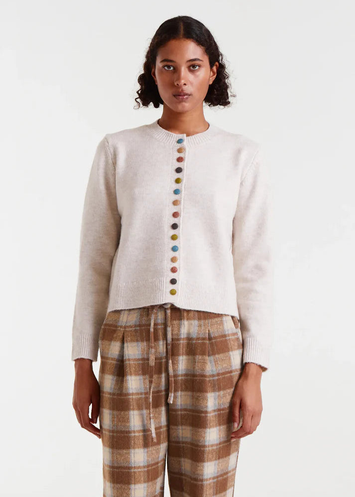 Compania - Coloured Button Cardigan - Beige
