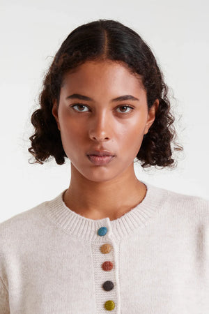 Compania - Coloured Button Cardigan - Beige