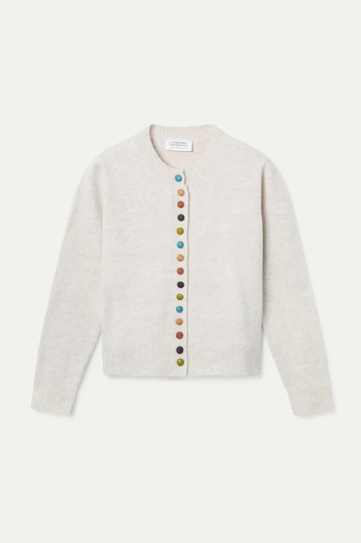 Compania - Coloured Button Cardigan - Beige