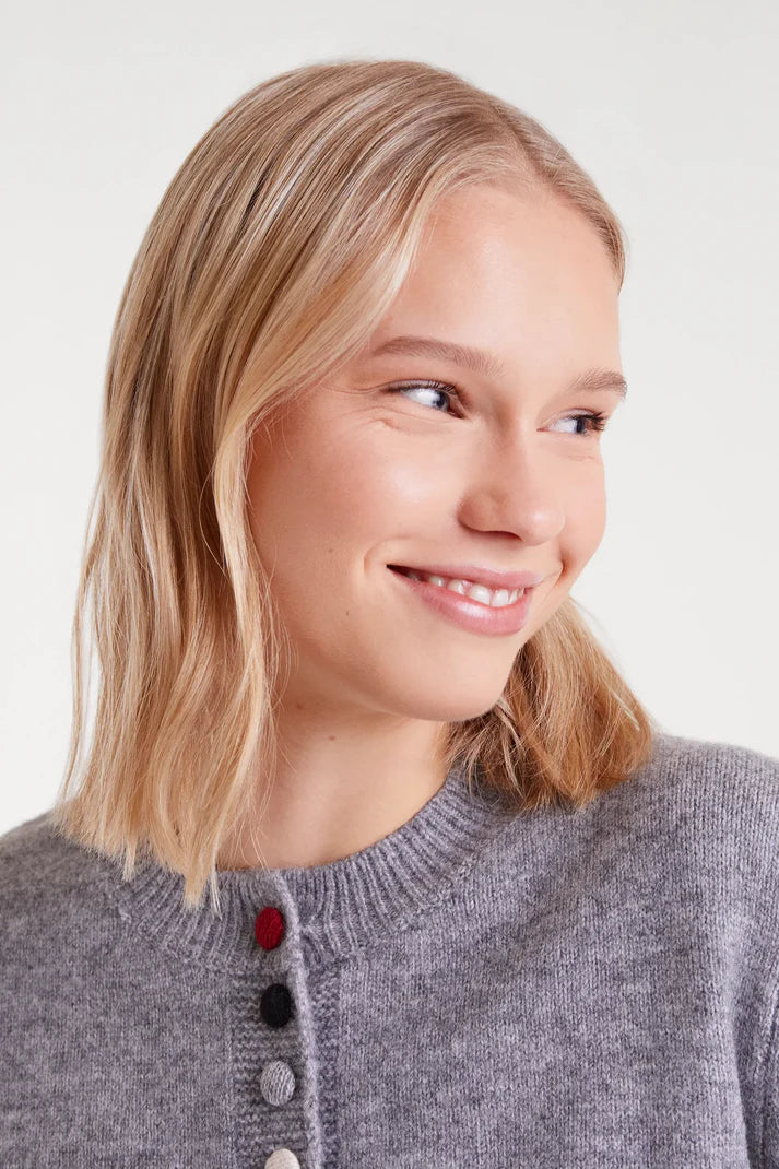 Compania - Coloured button cardigan - Grey