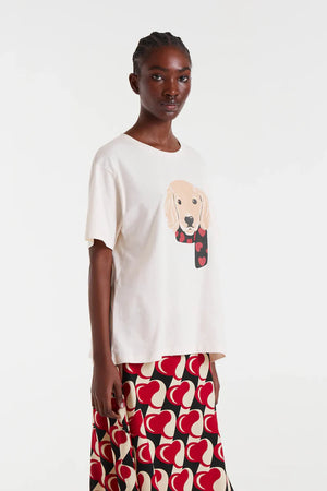 Compania - Dog with Heart Scarf Tee - Ecru