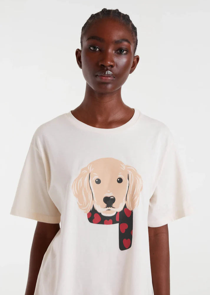 Compania - Dog with Heart Scarf Tee - Ecru