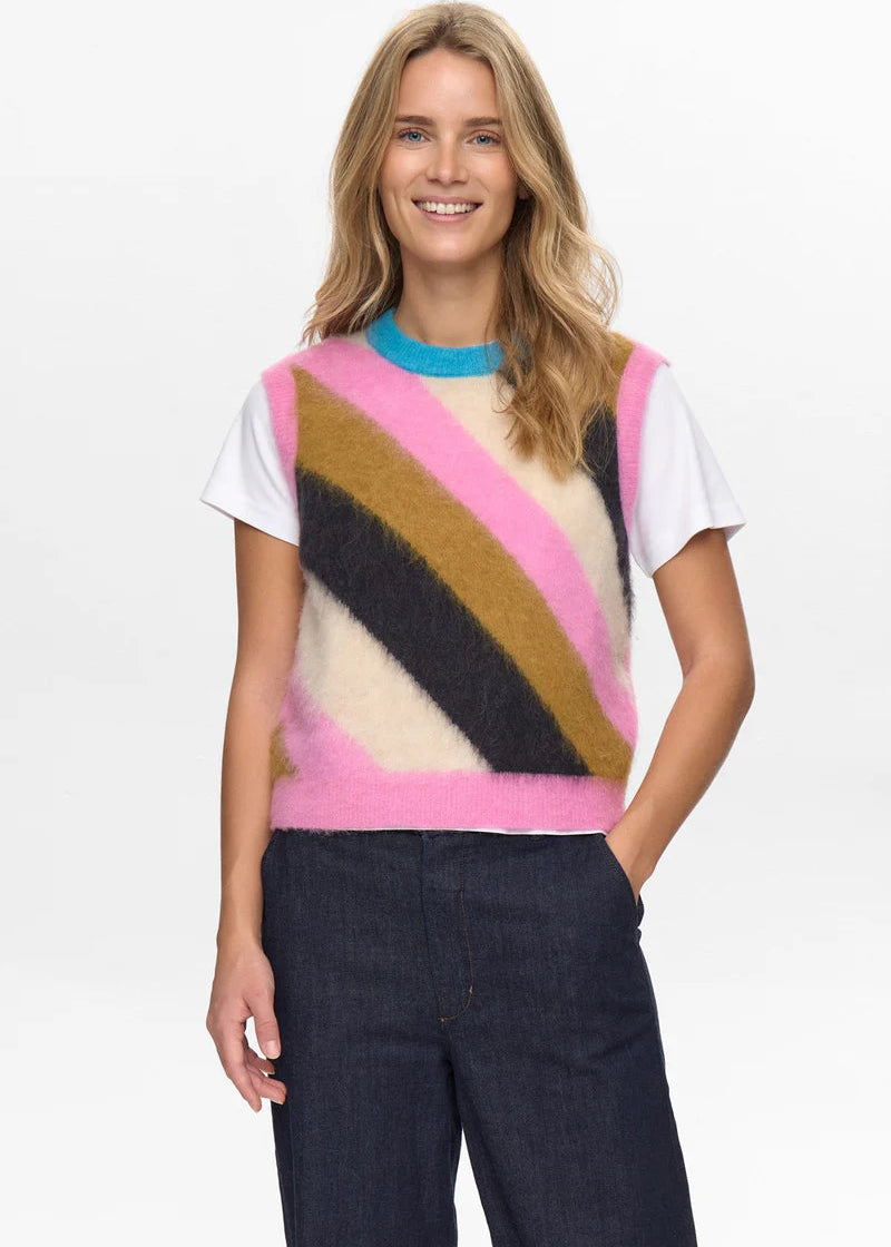 Numph - Nusuri Multi Stripe Vest - Obsidian