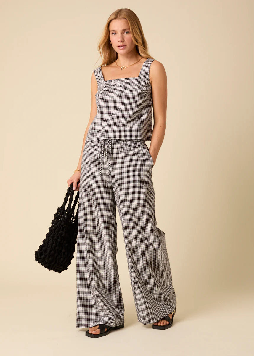 Nobody's Child - Reese Gingham Relaxed Trouser Black