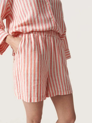 Soaked - Belira Shorts - Hot Coral Stripes