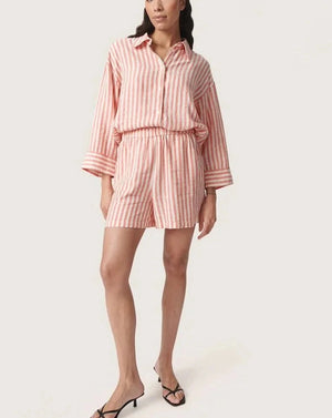 Soaked - Belira Shorts - Hot Coral Stripes