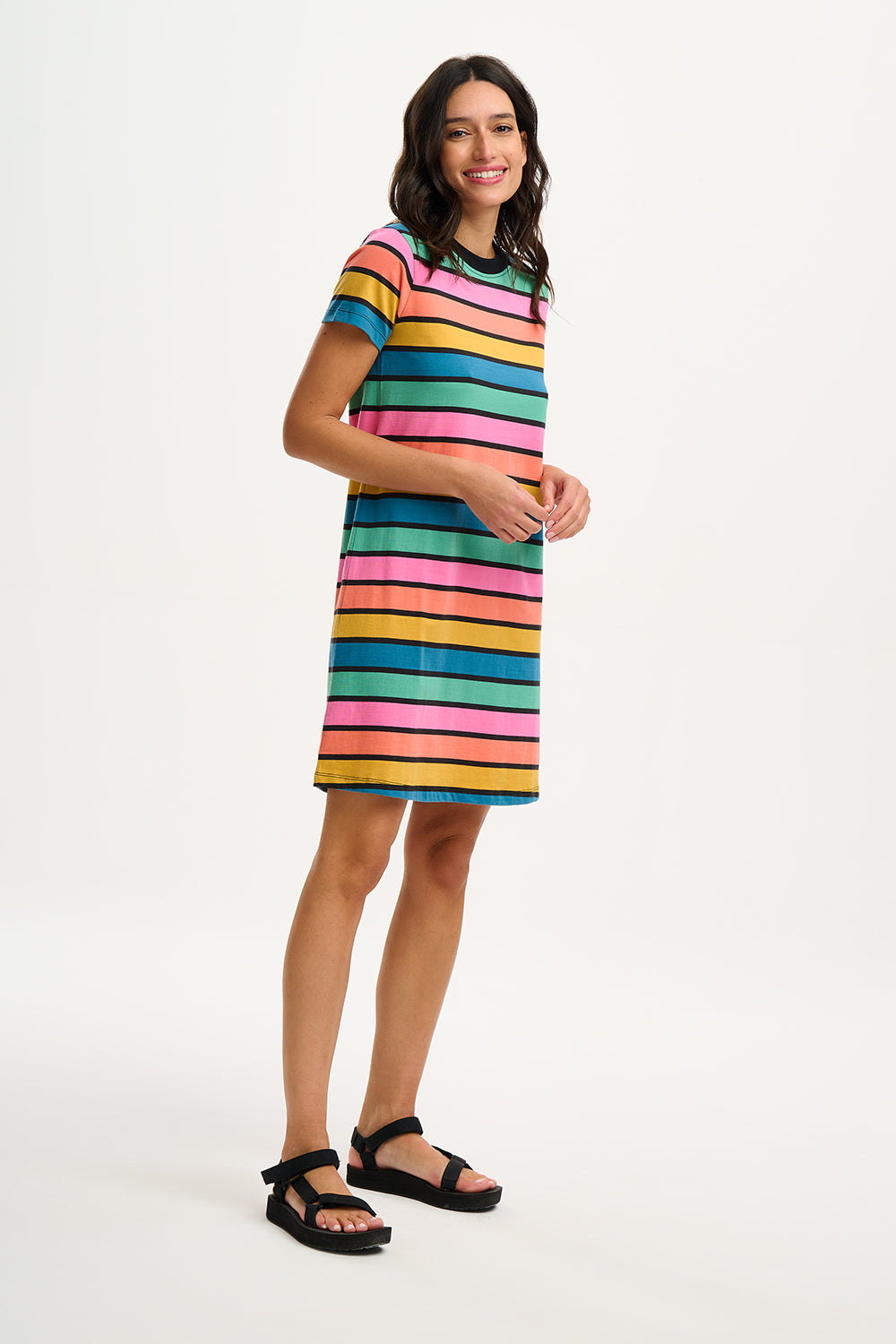 Sugarhill -Sia T-shirt Dress - Multi, Beach Hut Stripes