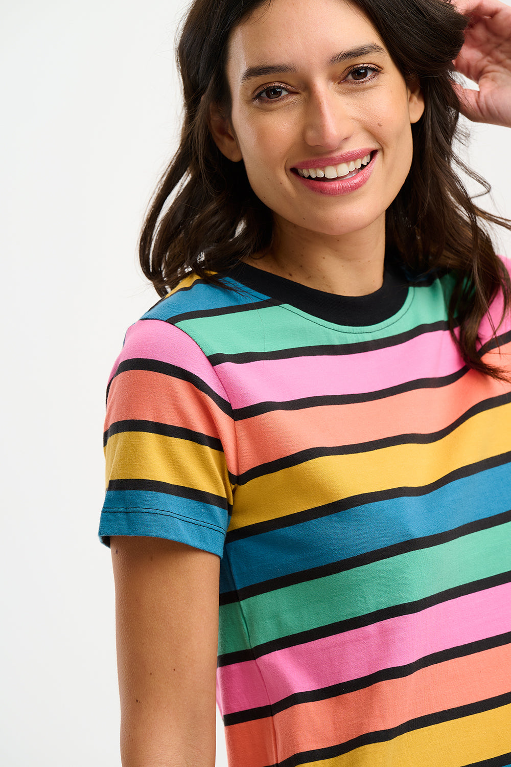 Sugarhill -Sia T-shirt Dress - Multi, Beach Hut Stripes