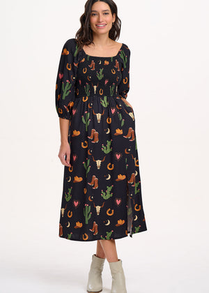 Sugarhill - Zinnia Midi Shirred Dress