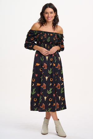 Sugarhill - Zinnia Midi Shirred Dress