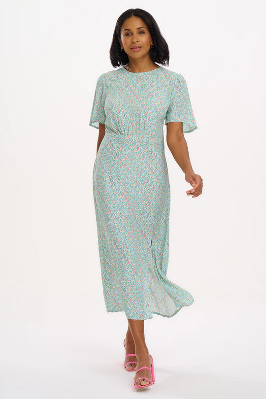 Sugarhill - Kay Midi Tea Dress - White/Multi Garden Waves