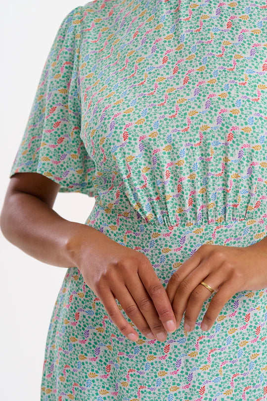 Sugarhill - Kay Midi Tea Dress - White/Multi Garden Waves