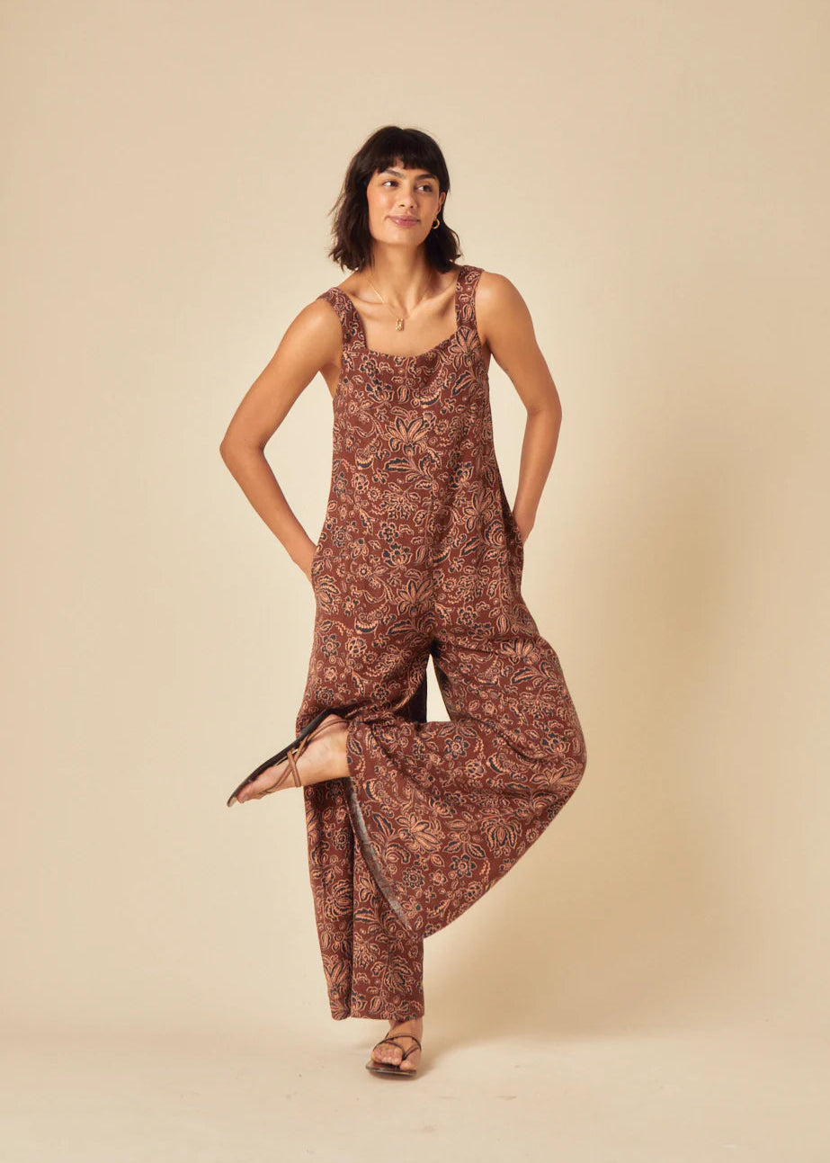 Nobody's Child - Brianna Paisley Jumpsuit - Brown