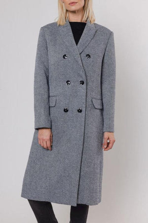 Rino & Pelle - Jeeva Double Breasted Coat - Navy Snow White