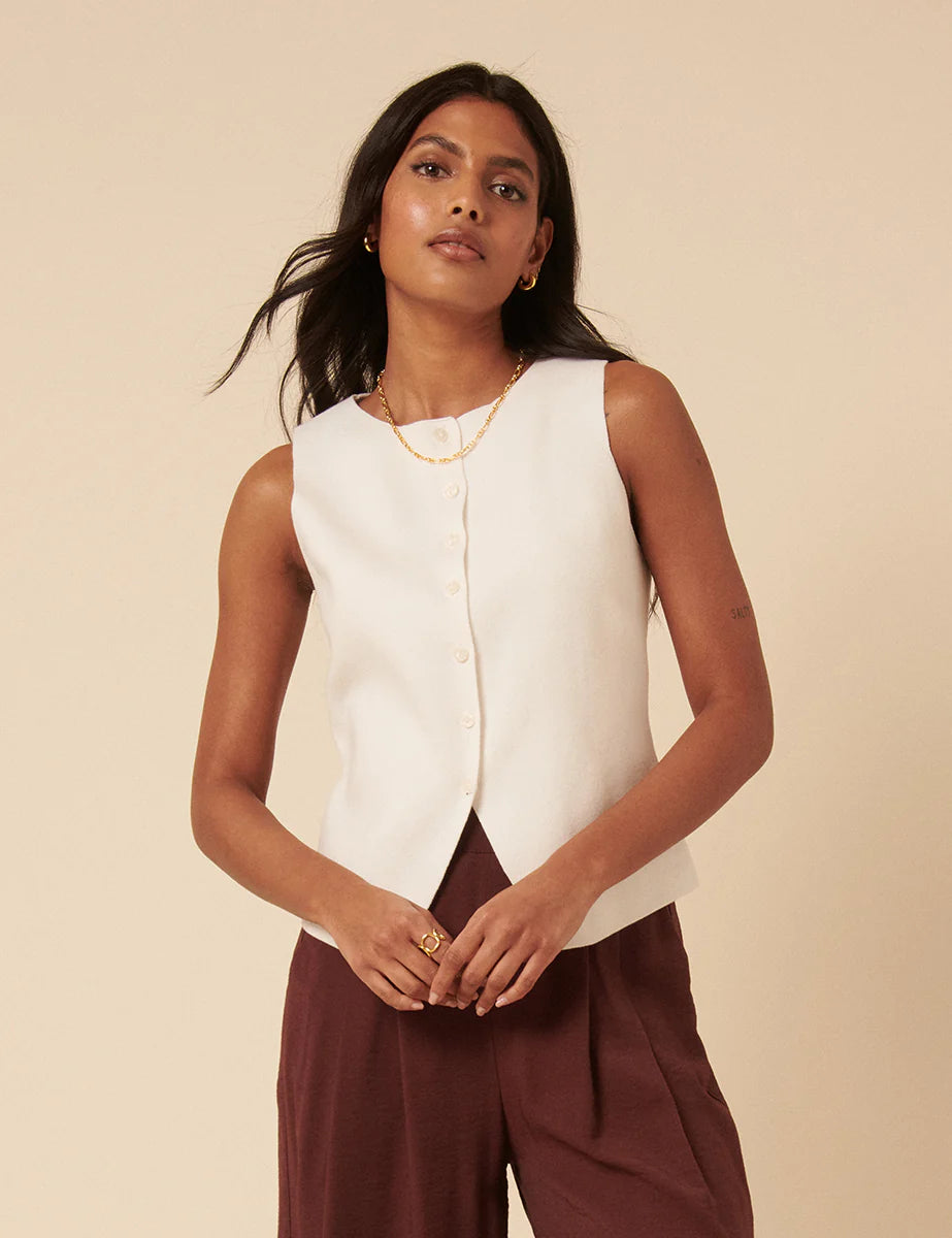 Nobody's Child - Knitted Waistcoat - White