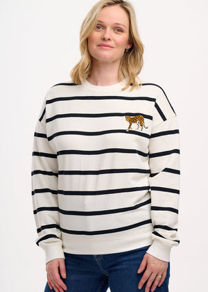 Sugarhil -  Noah Sweatshirt - Off-white Leopard Embroidery