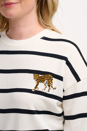 Sugarhil -  Noah Sweatshirt - Off-white Leopard Embroidery