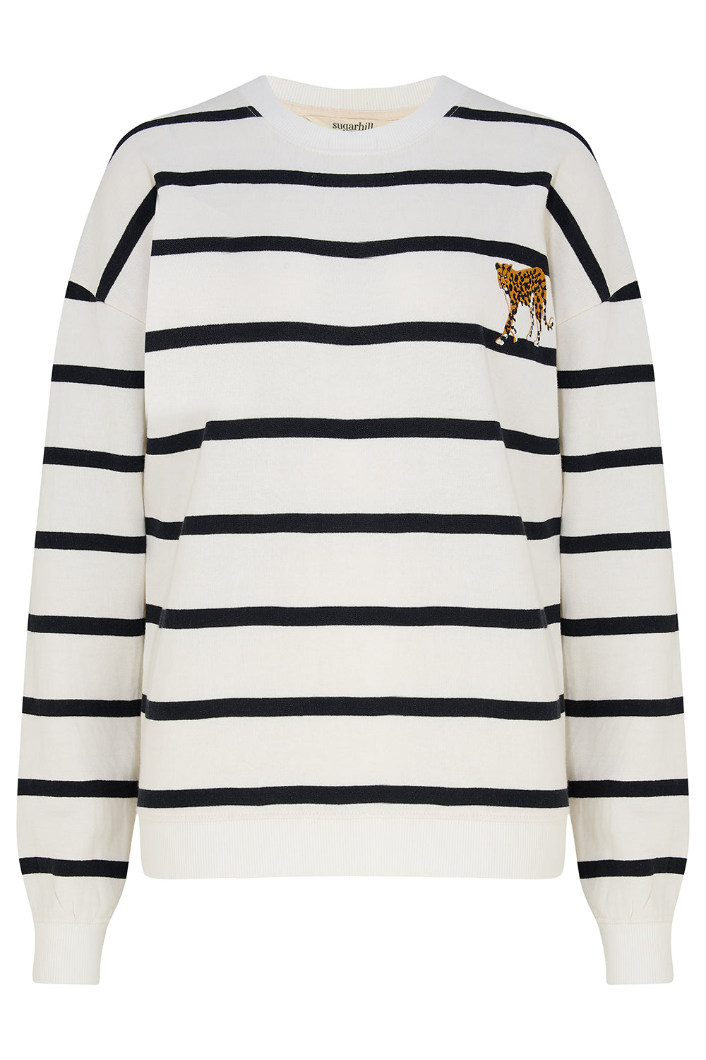 Sugarhil -  Noah Sweatshirt - Off-white Leopard Embroidery